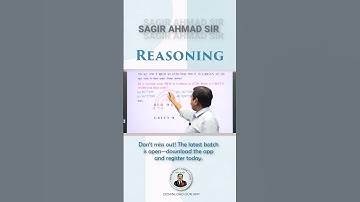 Competitive Exam Reasoning Question Solve | By Sagir Ahmad Sir | Sagir Ahmad Career Classes