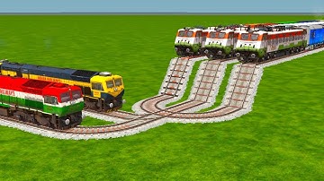 FIVE TRAINS CROSSING FOR IMPOSSIBLE ZIGZAG BUMPY TRACKS! RISKY RAILROAD TRACKS | Beamng drive 2025