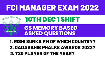 FCI MANAGER GS Asked Questions 1st Shift 10th Decemeber 2022