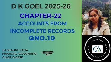 Accounts from Incomplete Records Q10 | DK Goel Class 11 | CBSE 2026 Solutions