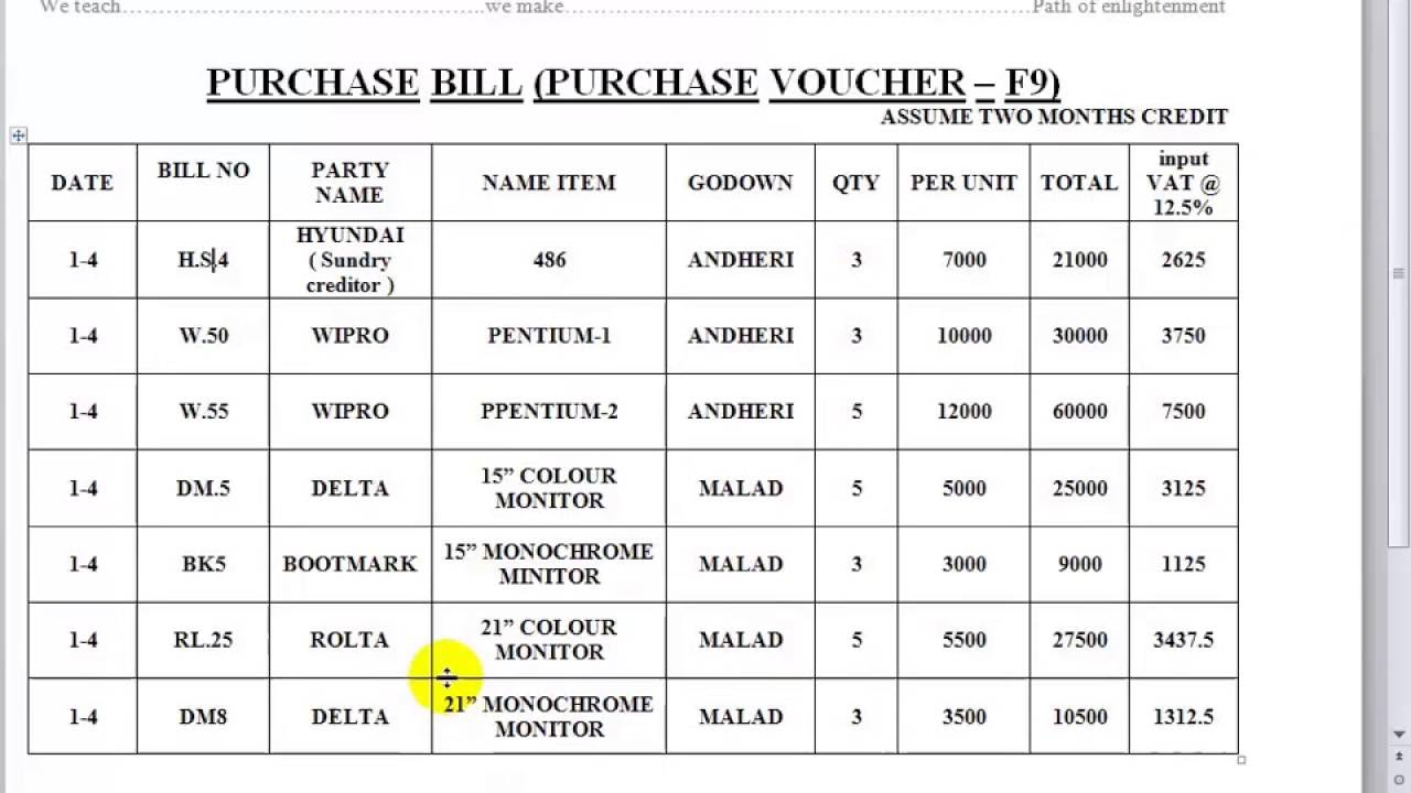 Tally erp 9 In Marathi 9 Purchase Voucher Entry YouTube
