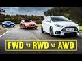 AWD vs FWD vs RWD: Focus RS, Civic Type R, M140i Track Battle