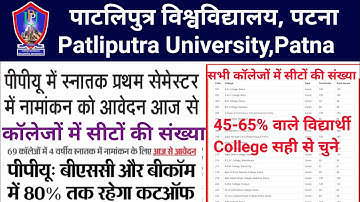 Patliputra University Part-1 Semester -1 Session 2023-27 Admission Form Apply 2023 Cutoff कितना होगा