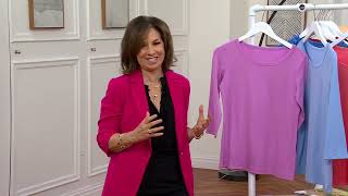 Susan Graver Weekend Essentials Comfy Cotton 3/4 Sleeve Top on QVC