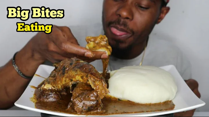 Big Bites Eating | Fufu And Ogbono Soup With Goatmeat & Fish | African Food Asmr Mukbang