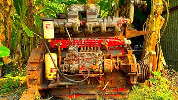 Rebuilding CAT 966E Wheel Loader Full Engine // Repairing CAT 6 Cylinder Engine in Local Workshop