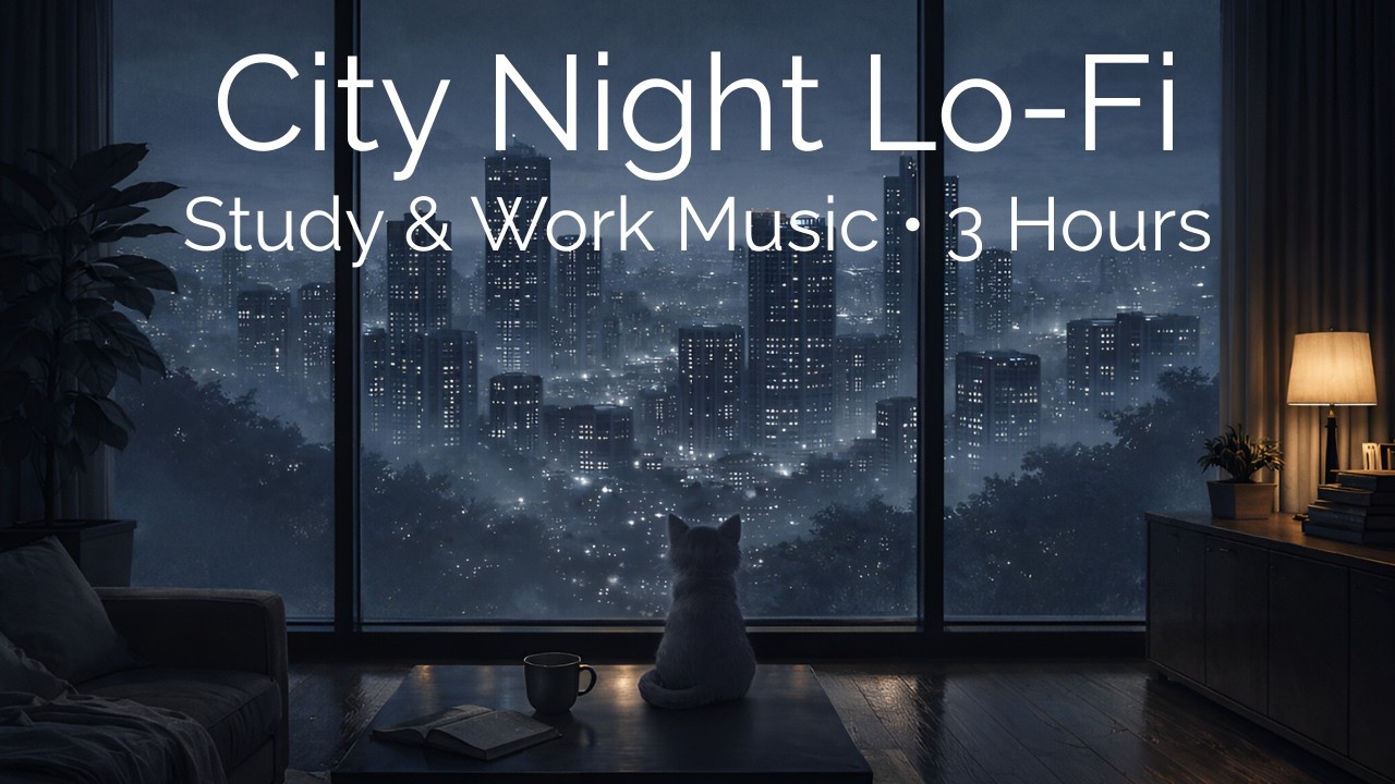 City Night Lo Fi 🌆 Study & Work Music | 3 Hours | Muted Noon
