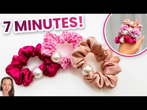 DIY Pearl Bead Scrunchie in 7 Minutes | Easy Satin Hair Scrunchie Tutorial