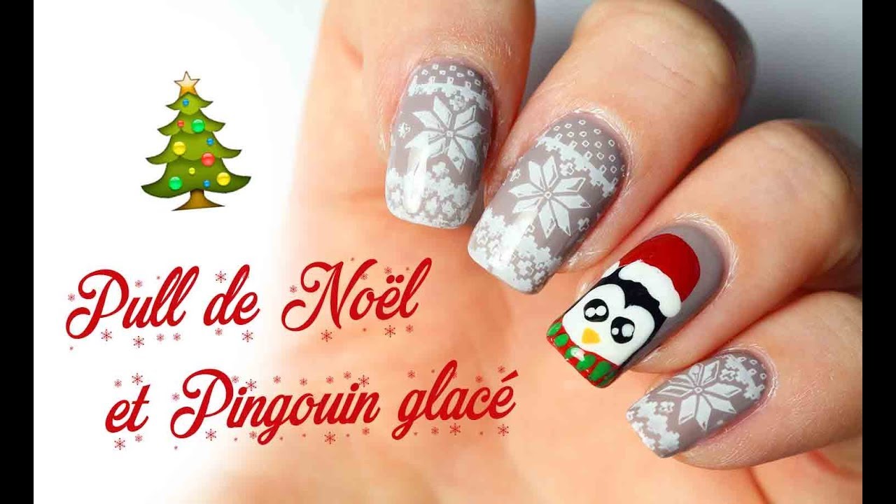 🎄 Nail art de Noël : Pingouin congelé et pull tout doux