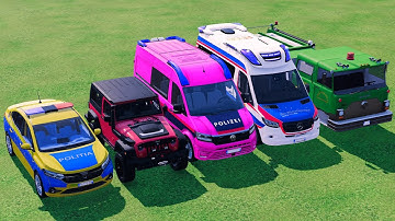 TRANSPORTING POLICE CARS, FIRE DEPARTMENT, AMBULANCE VEHICLES WITH TRUCKS #41 ! Farming Simulator 22
