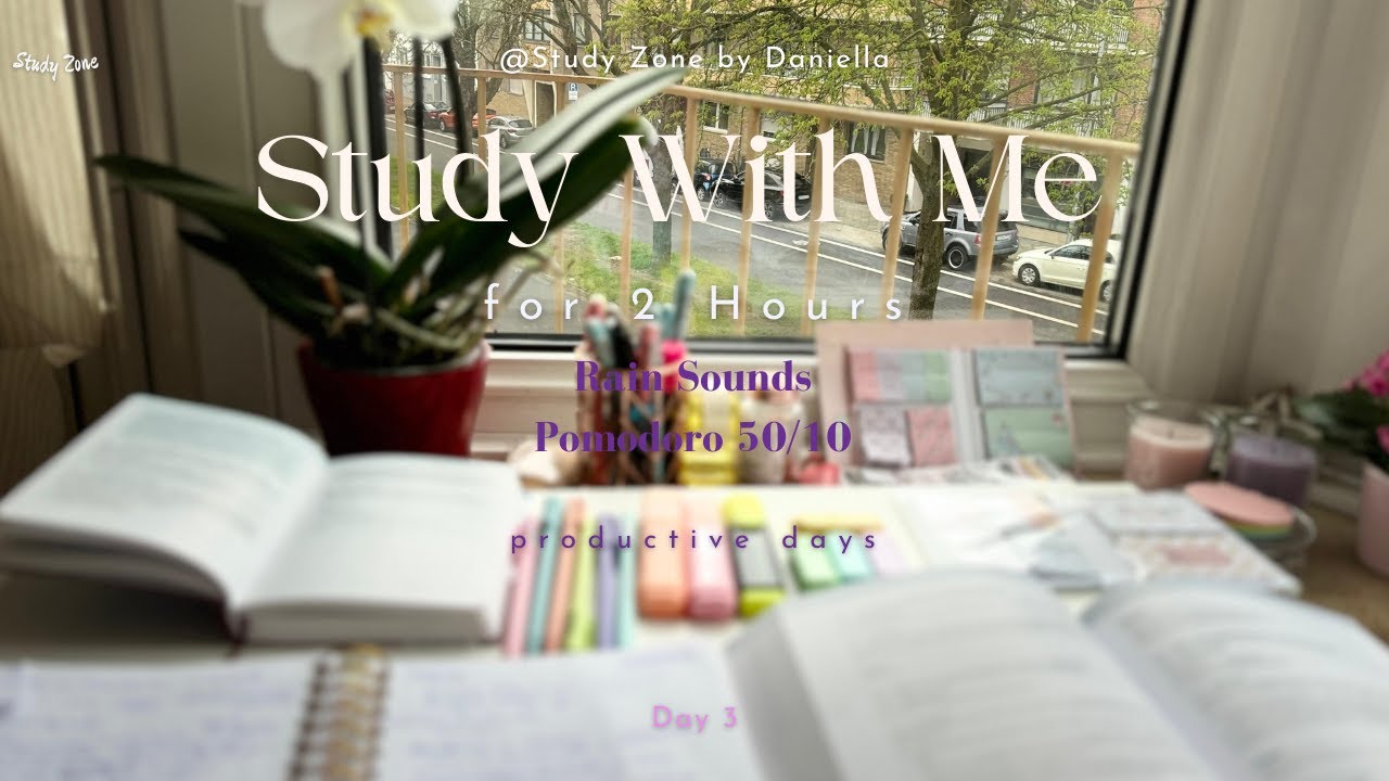 2 Stunden Lernen mit mirㅣHintergrundgeräusche +Sanfte RegengeräuschㅣPomodoro 50/10ㅣkeine MusikㅣTag 3