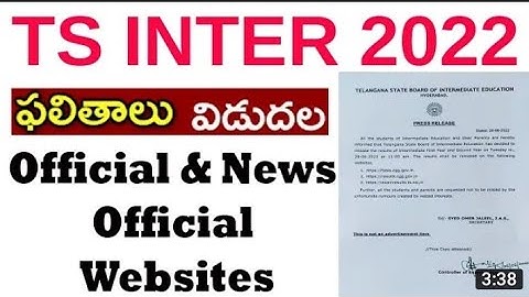 Ts Inter Results 2022 official websites