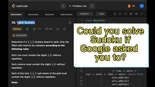 Valid Sudoku in 30 seconds - Leetcode 36 - Python