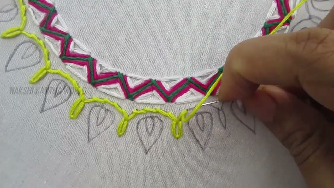 EmbDesignTube: Visible Net Fabric Kurti Neck Embroidery Designs
