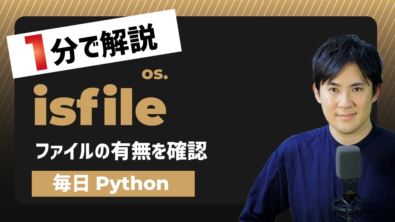 【毎日Python】Pythonで指定したファイルの有無を確認する方法|isfile - YouTube