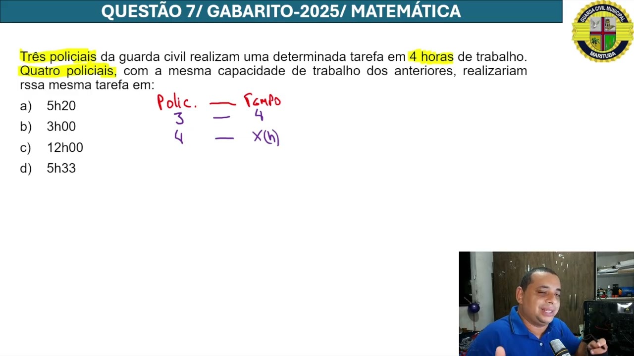 GABARITO GUARDA CIVIL MARITUBA/QUESTÃO 07/MATEMÁTICA