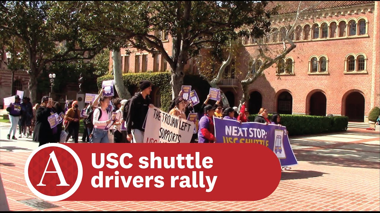 usc-shuttle-drivers-rally-on-campus-for-a-fair-union-election-atvn