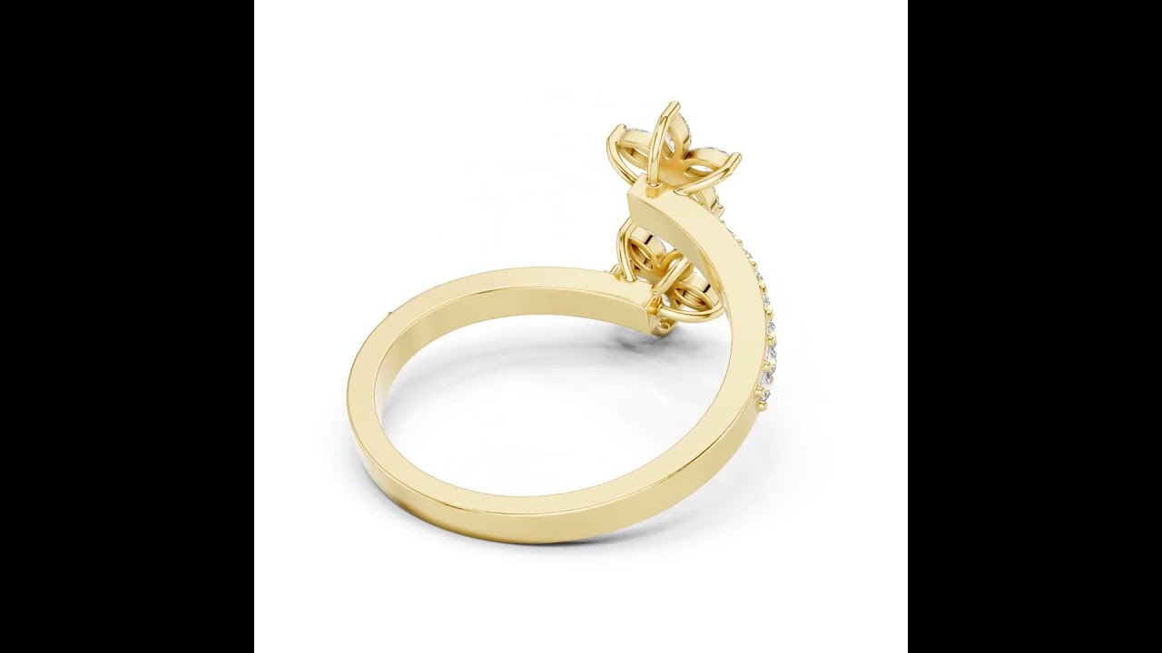 Marquise Cut Diamond Floral Bypass Shank Ring