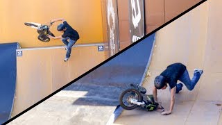 CHUTE EN MOTO SUR LE SKATEPARK !