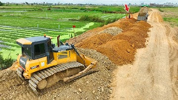 NEW, Nicely, Powered Shantui Bulldozer Pushing Soil, Speedy Land Leveling, Cutting Edge  Technology