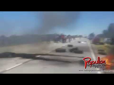 Paro de interurbano: choferes protestan en la Autopista de las Serranias Puntanas