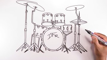 Learn to draw an Acoustic Drum Kit