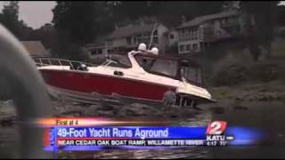 Luxury Yacht Runs Aground On The Willamette River