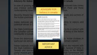 Advisory for Indian Nationals in Canada / Important update and Important Advice indiacanada