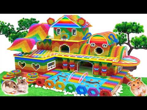 Building Mansion Has Swimming Pool & Bird Nest, Water Slide To Pools With Diving Board For Pets