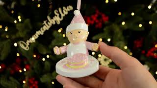 Ornaments by Elves: Personalized Baby Girl Pink Cake First Christmas Ornament OBE-OR1744-P