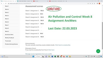 Air Pollution and Control Week 8 Assignment Answers Swayam NPTEL 2023