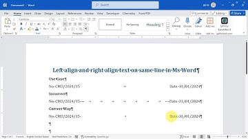 How to left & right justify text on same line in Ms Word