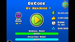 Decode 100% My first Demon! | Geometry Dash