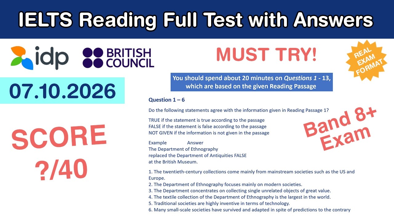 IELTS Academic Reading Practice Test with Answers 07.10.2026