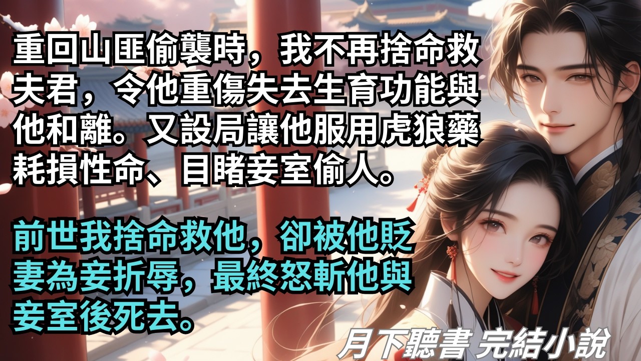 【完結小說】重回山匪偷襲時，我不再捨命救夫君，他重傷後提出和離。又設局讓他服用虎狼藥耗損性命。前世我捨命救他，卻被他貶妻為妾折辱，最終怒斬他。#一口氣看完 #完整版 #古言小說 #小說 #爽文 #完結