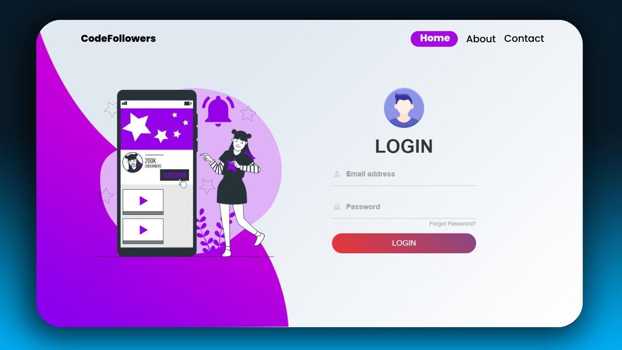 Create a Responsive Stylish Login Page Using HTML, CSS and JavaScript ...