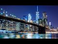 Calming evening jazz  relaxing background music with calm city skyline world sounds and focus