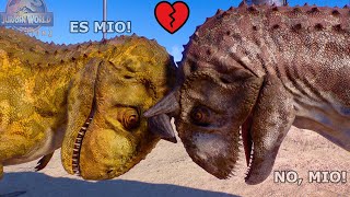 NOVIAS DE TORO EL CARNOTAURUS LUCHAN POR SU AMOR! dinosaurios con cuernos Jurassic World Evolution 2