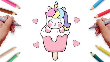 How to Draw Cute Unicorn Popsicle | Easy Step-by-step