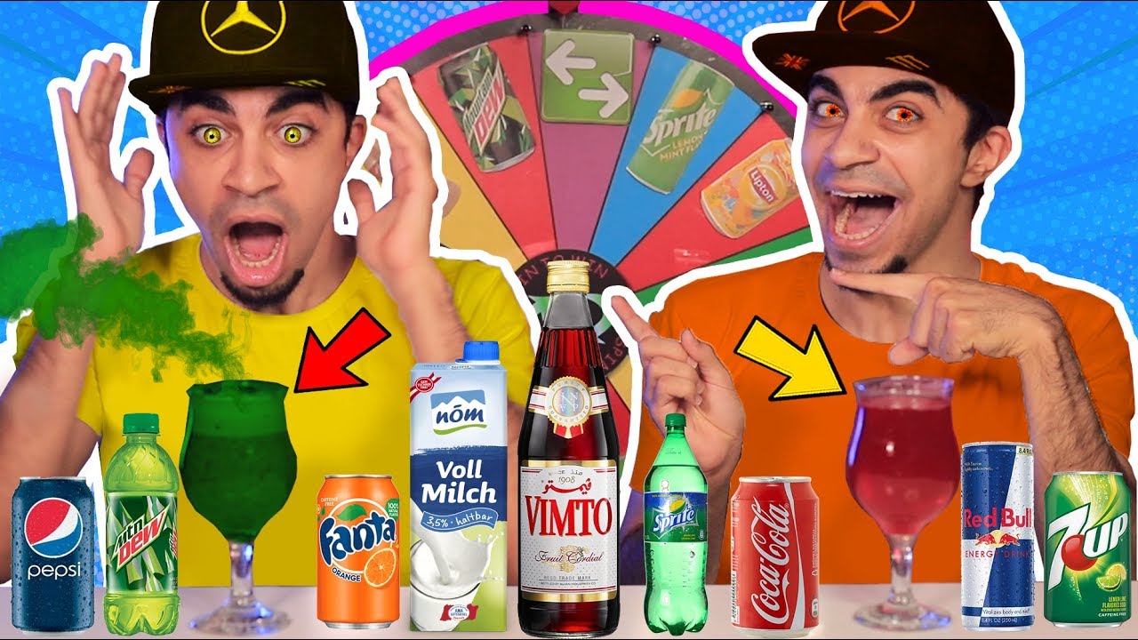 تحدي خلط المشروبات الغازية بعجلة الحظ الغامضة 🍺🔥 Mystery Wheel Of Soda Challenge
