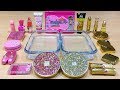 Gold vs pink  mixing makeup eyeshadow into clear slime  special series 38 satisfying slime