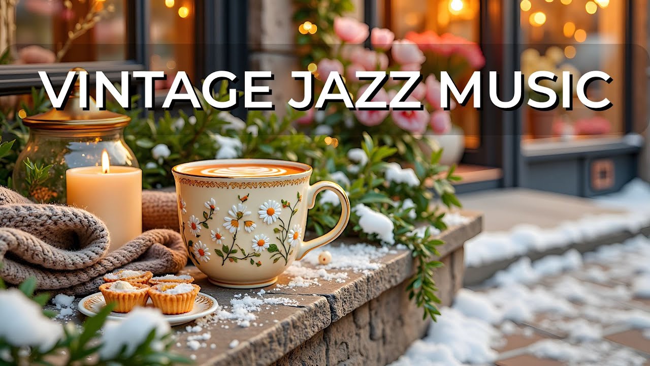 Vintage Jazz Music 🕯️ Warm Winter Spring Porch Ambience for Sleep & Study - Soft Instrumental Jazz