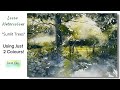 Sunlit Trees Atmospheric Landscape Watercolour Tutorial Using Just 2 Colours!