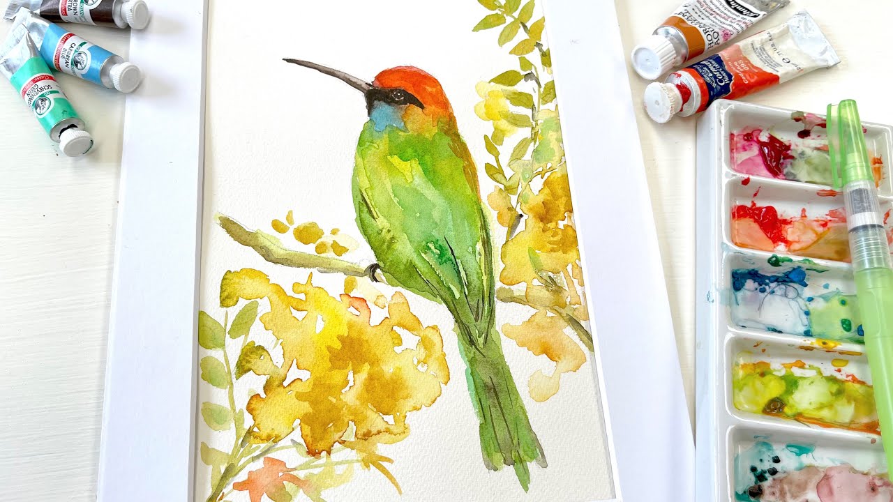 Bee-eater on Watercolor Paper 