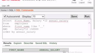 10 Oracle Database   Like   Order by Alias   Operators Precedence