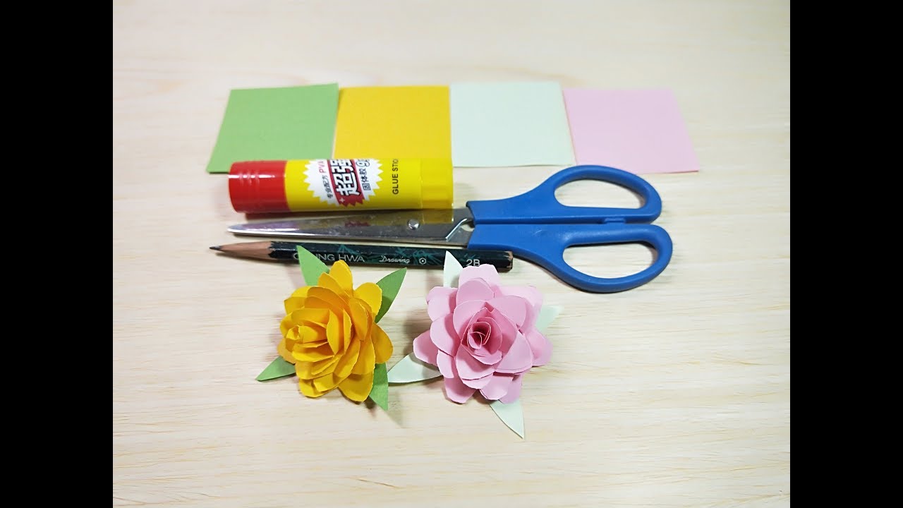 (纸玫瑰)So easy！How to make a tiny Rose using Origami Paper DIY YouTube