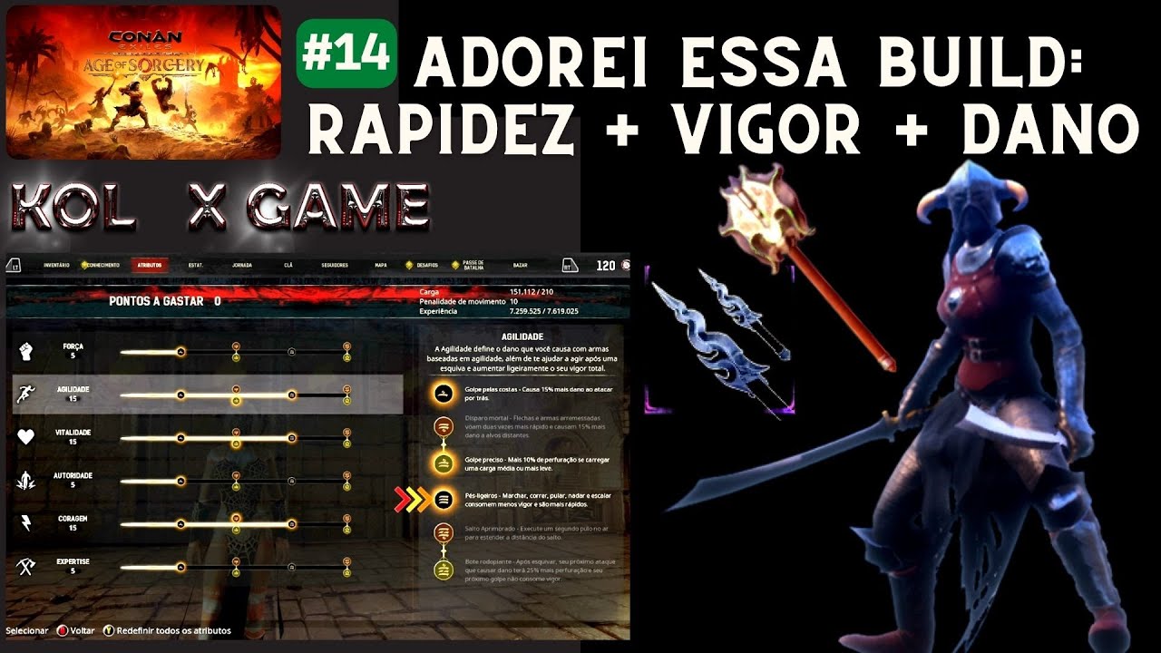 #14 BUILD MUITO TOP - VELOCIDADE COM +DANO + PROTEÇÃO = DIVERSÃO - CONAN EXILES AGE OF SORCERY