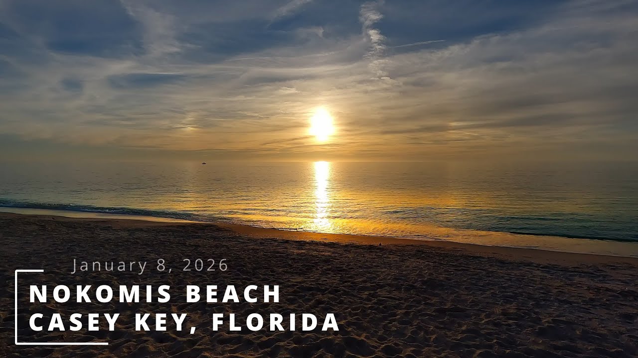 Gorgeous Nokomis Beach Sunset - No Talking - Nature Wave Sounds - ASMR - Gulf of America - 4k 60fps