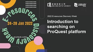 Introduction to searching on ProQuest platform