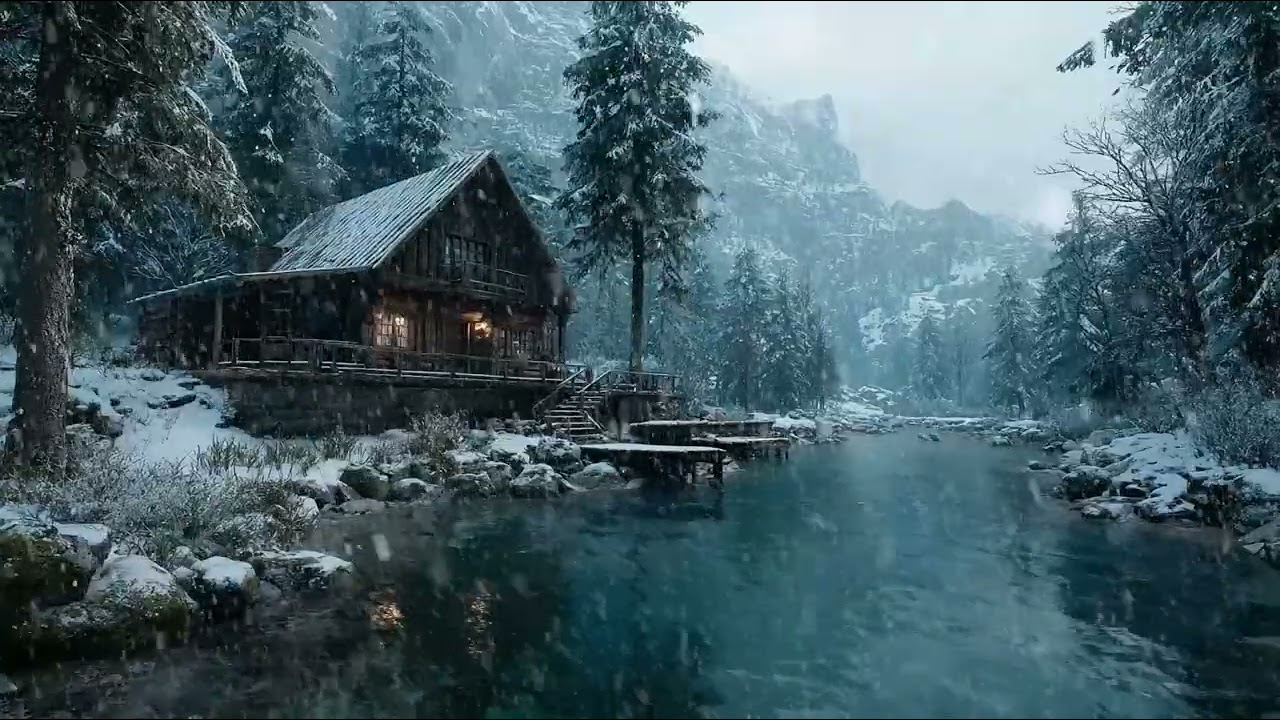 Lost in a Cold Snowy Landscape with Soft Wind in the Night | Deep Sleep Ambience for Long Hours